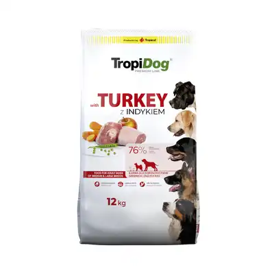 Tropidog Premium Indyk+Ryż 12kg LIGHT BEZ KURCZAKA