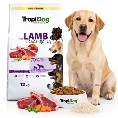 Tropidog Premium Jagnięcina+Ryż 12kg DLA PSÓW Z ALERGIĄ POKARMOWĄ