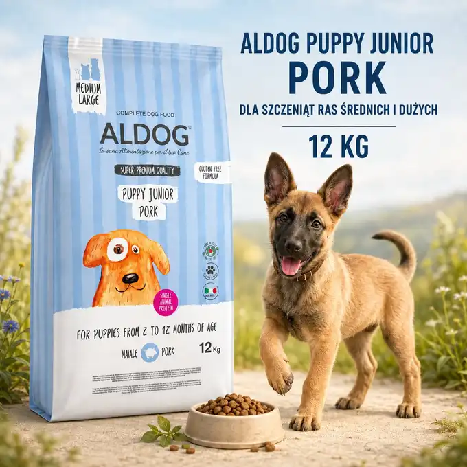 ALDOG PUPPY 12KG monobiałkowa z wieprzowiną szczenięta średnie/duże