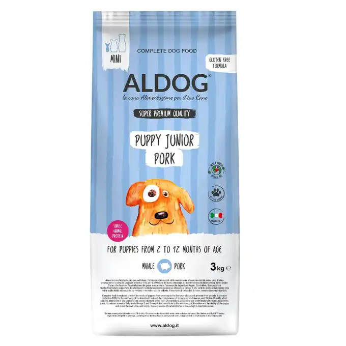 ALDOG PUPPY Pork MINI 3kg – monobiałkowa karma z wieprzowiną dla szczeniąt średnich i dużych ras