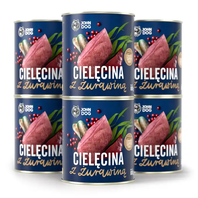 John Dog Berry Line Cielęcina 67% z żurawiną  6x800gr