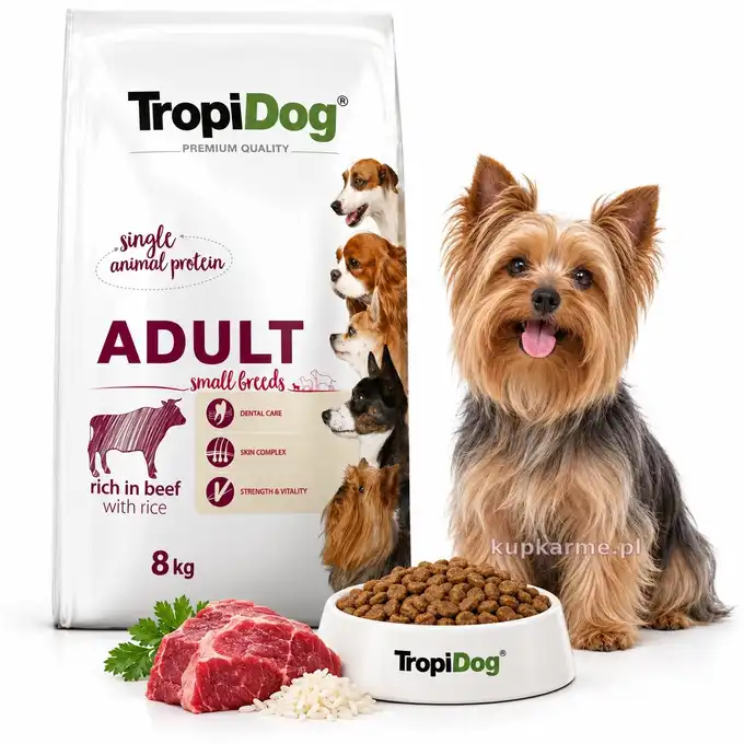 Tropidog Premium Wołowina+Ryż 8kg dla małych ras bez kurczaka